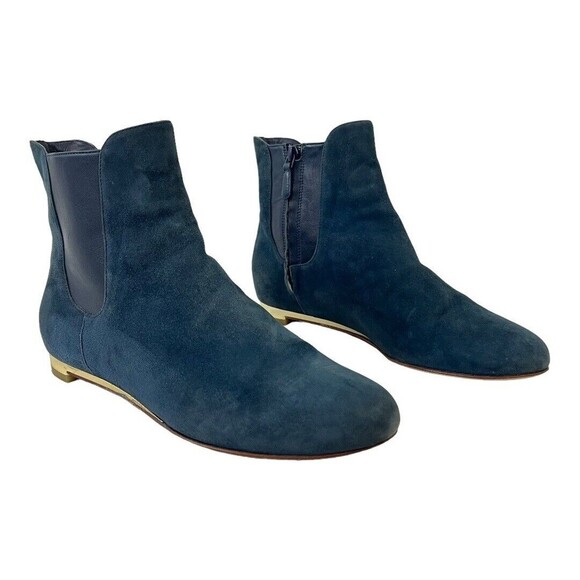 Cole Haan Womens Size 6 Hidden Wedge Blue Suede Ankle Boots - Picture 1 of 6